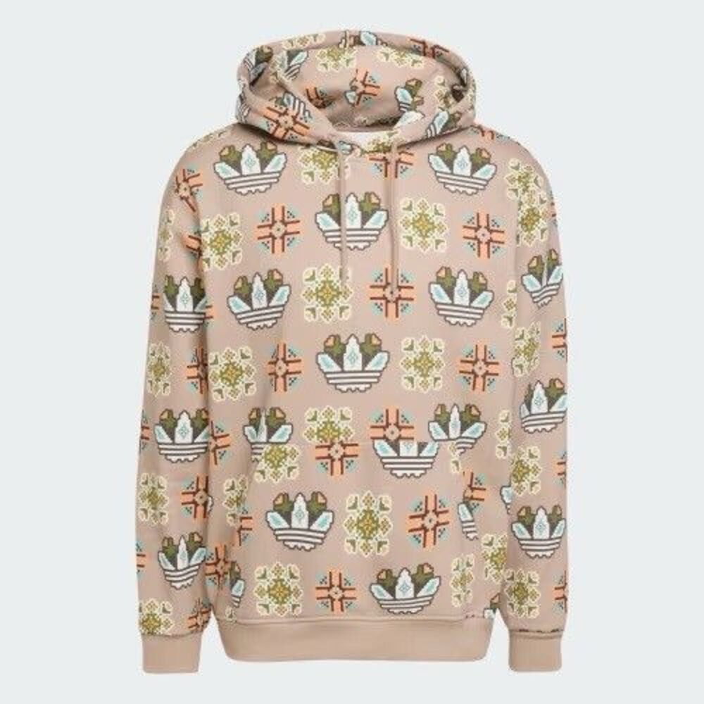 Adidas Men’s Originals Tile Allover Hoodie Trace Khaki Southwest JW1084 Medium